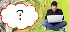 man sitting with a laptop, typing in an Ask OKMM question