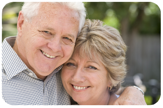 retirement age couple in an embrace