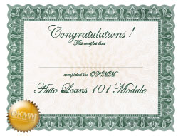 Auto Loans 101 Completion Certificate