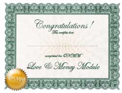 Love and Money Completion Certificate