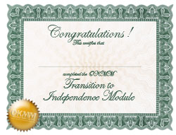 Transition to Independence Completion Certificate